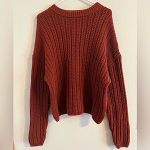 Universal Thread Ribbed Knit Sweater in Deep Rust